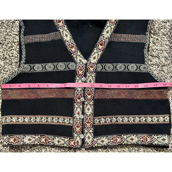 Vintage Liz Sport Womens Crochet Knit Ribbon Holiday Granny Sweater Vest Small - Picture 4 of 5